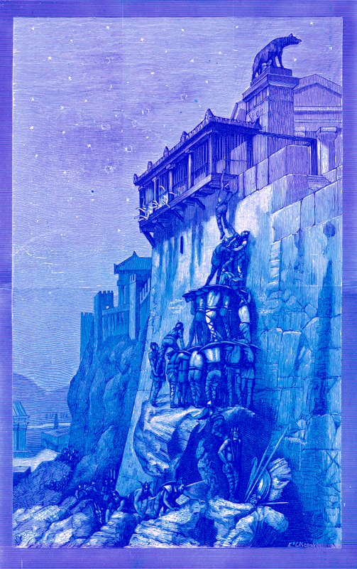 Gęsi Kapitolu, ilustracja z Historii Rzymu autorstwa Victora Duruy, opublikowana w 1884 r. (obraz ulepszony cyfrowo) autorstwa English School