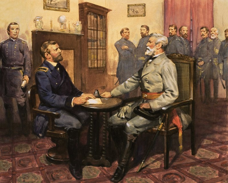 Generał Grant spotyka Roberta E. Lee autorstwa English School