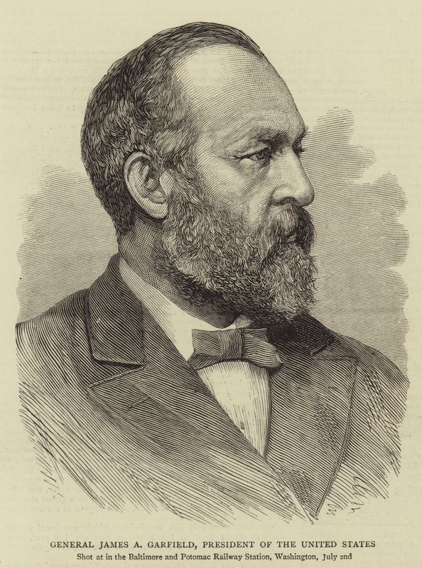 Generał James A Garfield, prezydent Stanów Zjednoczonych (grafika) autorstwa English School
