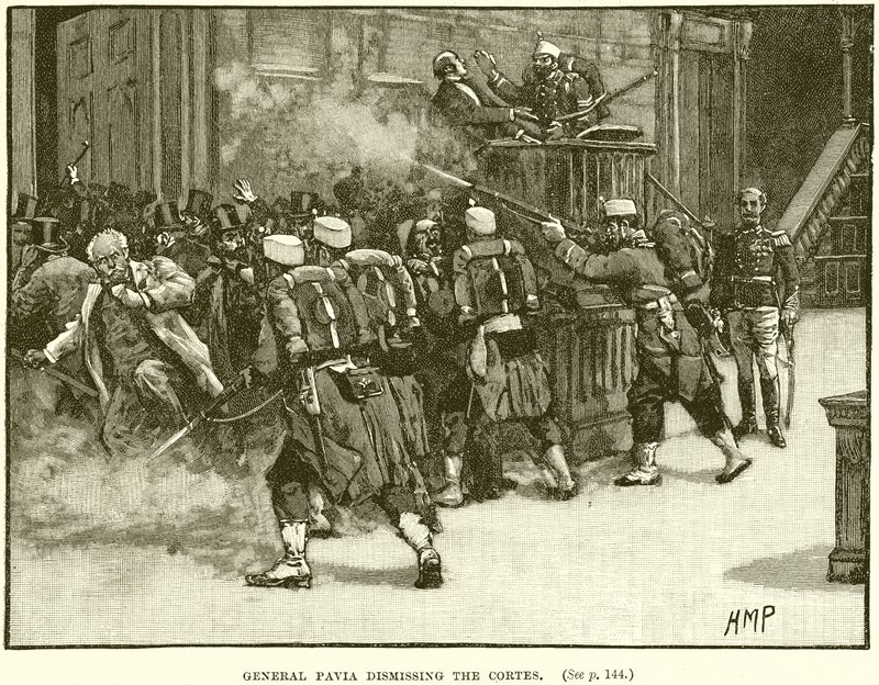 Generał Pavia odwołujący Kortezy autorstwa English School