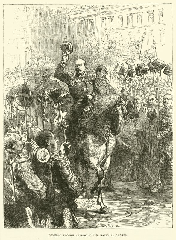 Generał Trochu dokonujący przeglądu Gwardii Narodowej, wrzesień 1870 r autorstwa English School