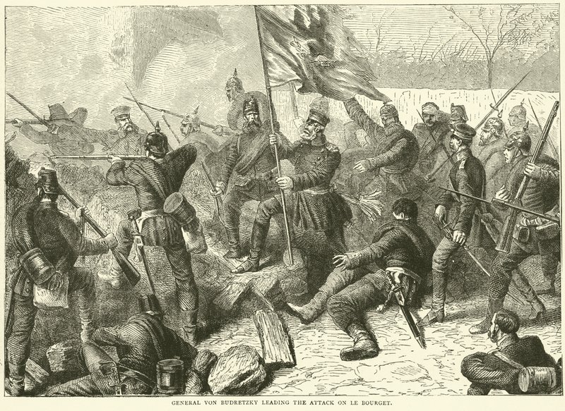 Generał Von Budretzky kierujący atakiem na Le Bourget, październik 1870 autorstwa English School