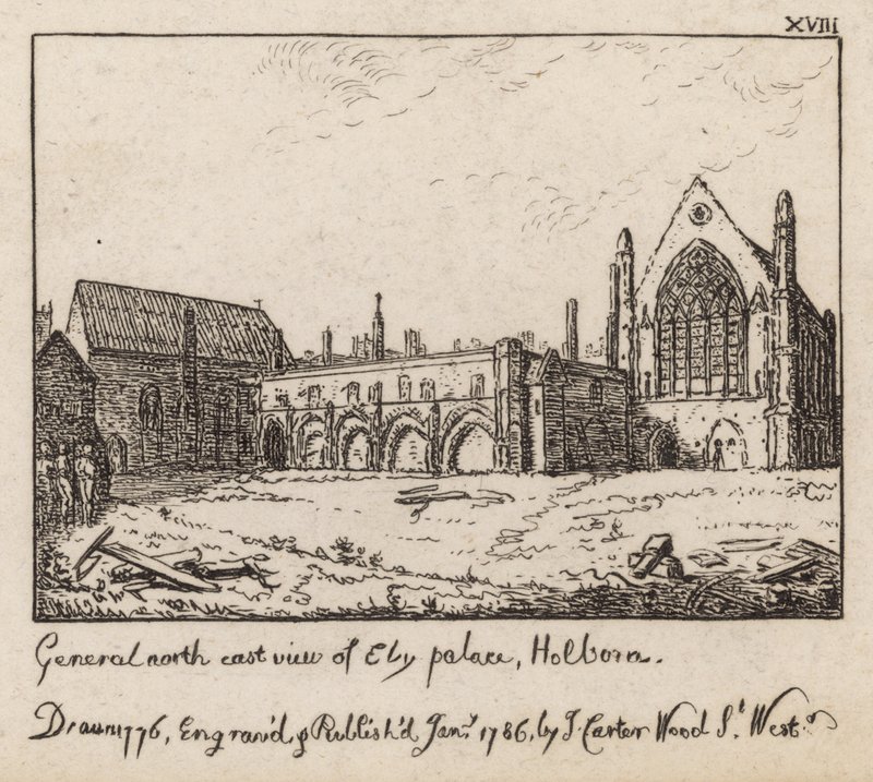 Ogólny widok na północny wschód Ely Place, Holborn autorstwa English School