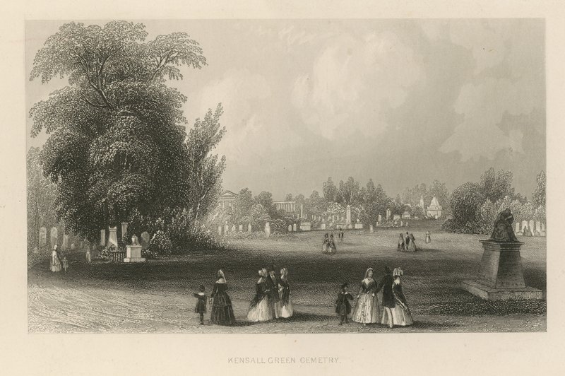 Widok ogólny Cmentarza Kensal Green autorstwa English School
