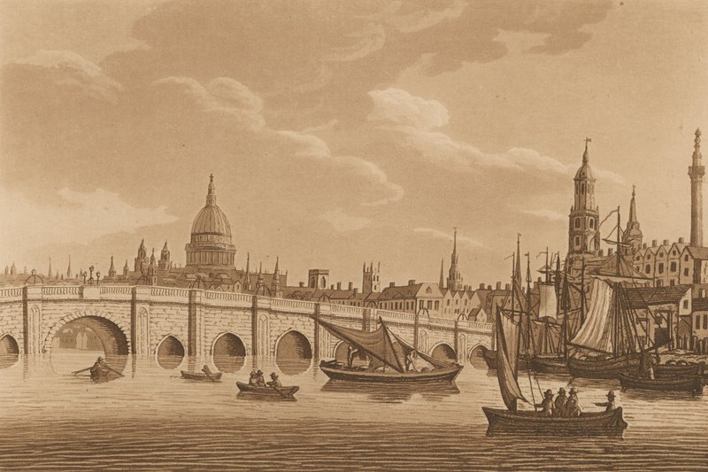 Ogólny widok na London Bridge autorstwa English School