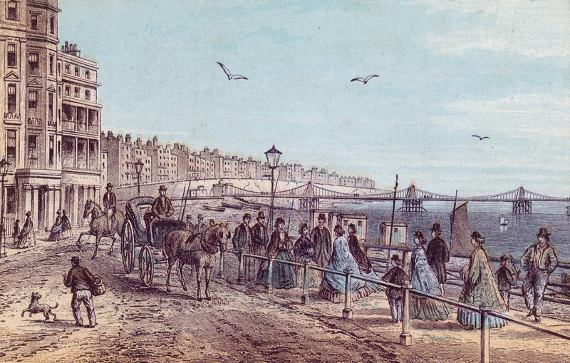 Ogólny widok ludzi na promenadzie w Brighton autorstwa English School