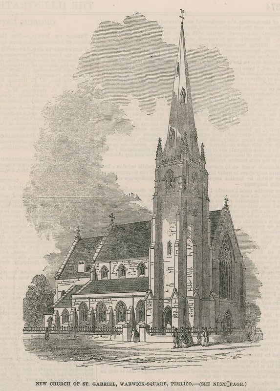 Widok ogólny nowego kościoła św. Gabriela autorstwa English School