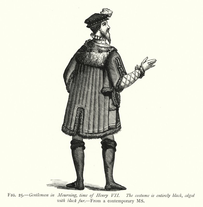 Dżentelmen w żałobie, czasy Henryka VII (rycina) autorstwa English School