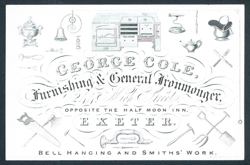 George Cole, umeblowanie i ogólny handlarz żelazem, karta handlowa autorstwa English School