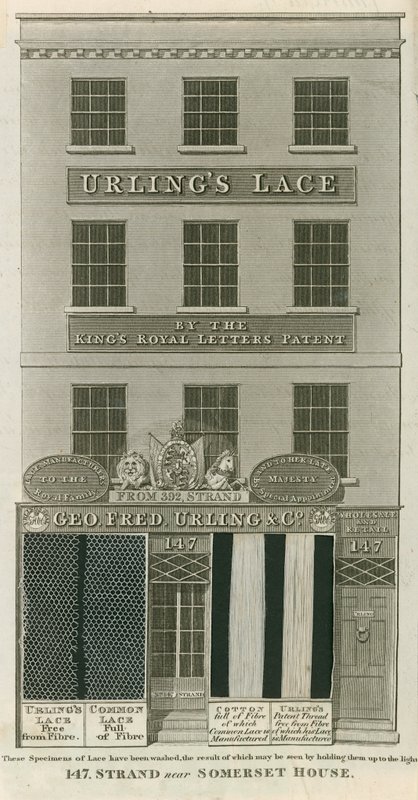 George Frederick Urling & Co, sprzedawcy koronek, 147 Strand, niedaleko Somerset House, Londyn autorstwa English School