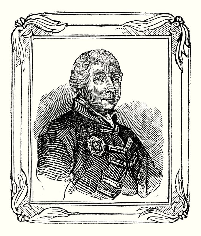 Jerzy III, wnuk Jerzego II urodził się 1738; koronowany w 1760 r.; i zmarł w 1820 r. (grafika) autorstwa English School