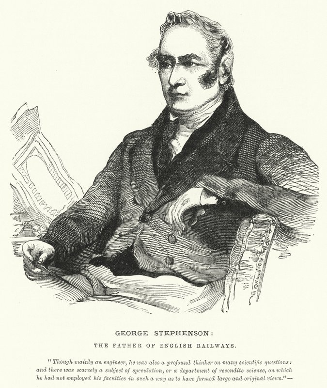 George Stephenson, ojciec angielskich kolei (grafika) autorstwa English School