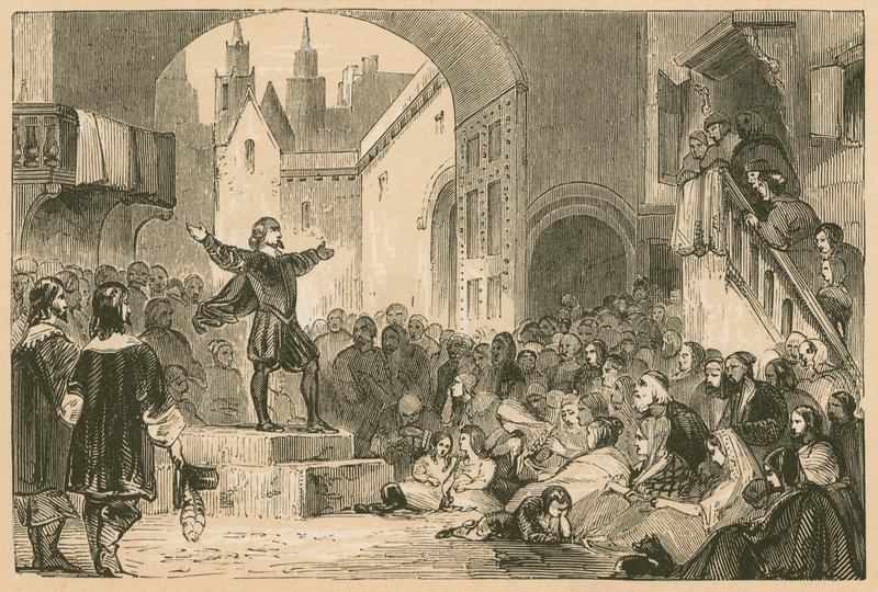 George Wishart głosił kazanie w Dundee podczas zarazy autorstwa English School