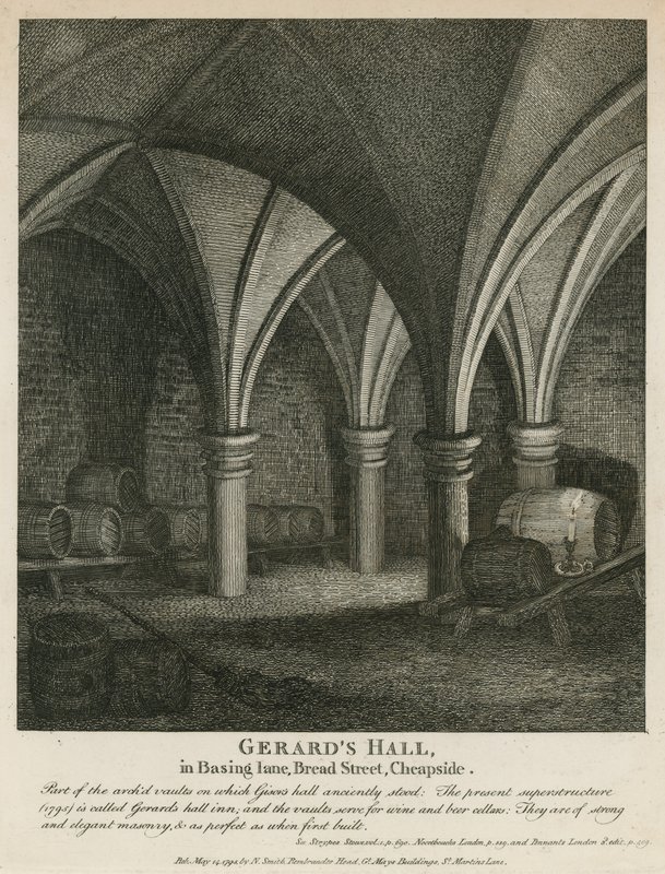 Gerards Hall w Basing Lane, Bread Street, Cheapside autorstwa English School