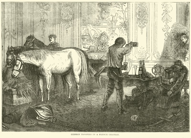 Niemieccy żołnierze we francuskim zamku, wrzesień 1870 autorstwa English School