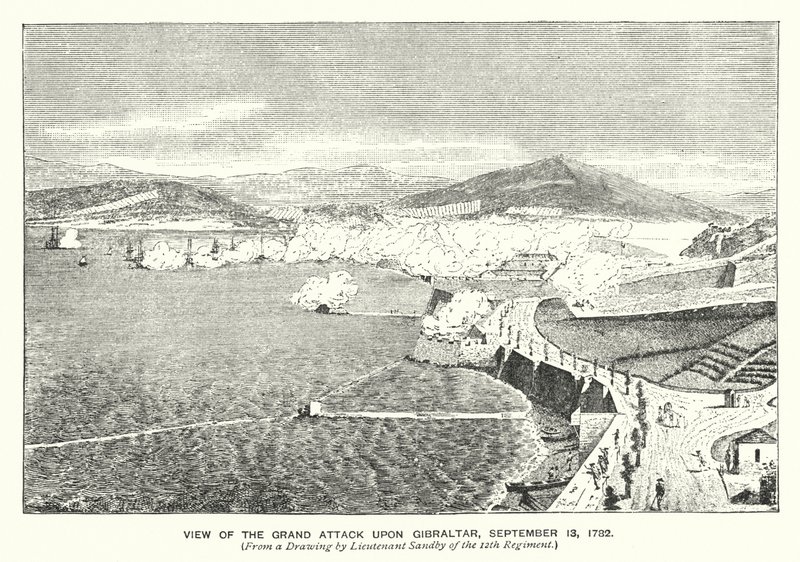 Gibraltar: Widok wielkiego ataku na Gibraltar autorstwa English School