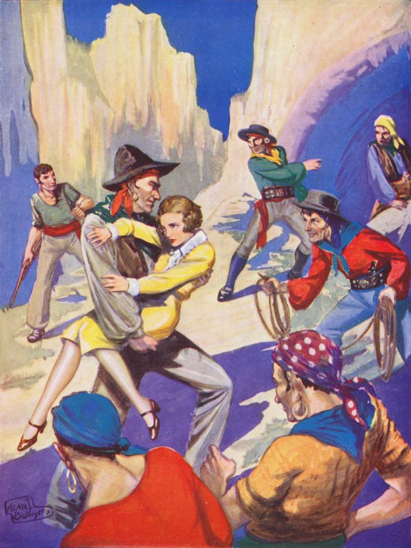 Dziewczyna porwana przez piratów (kolor lito) autorstwa English School