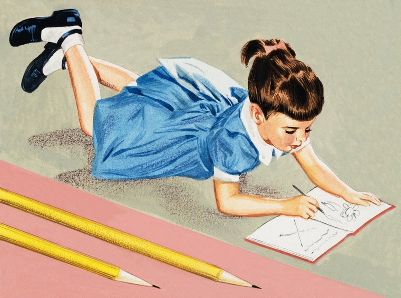 Dziewczyna rysunek autorstwa English School