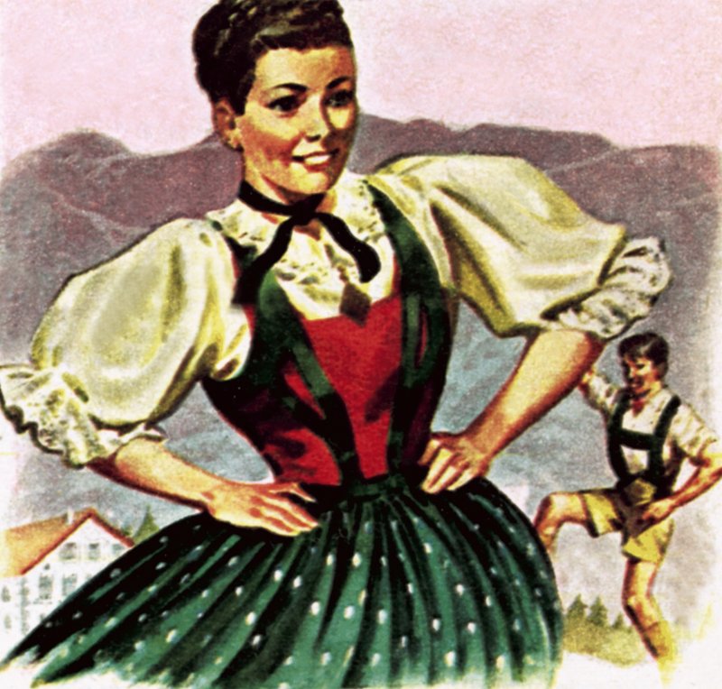 Dziewczyna w stroju austriackiego Tyrolu autorstwa English School