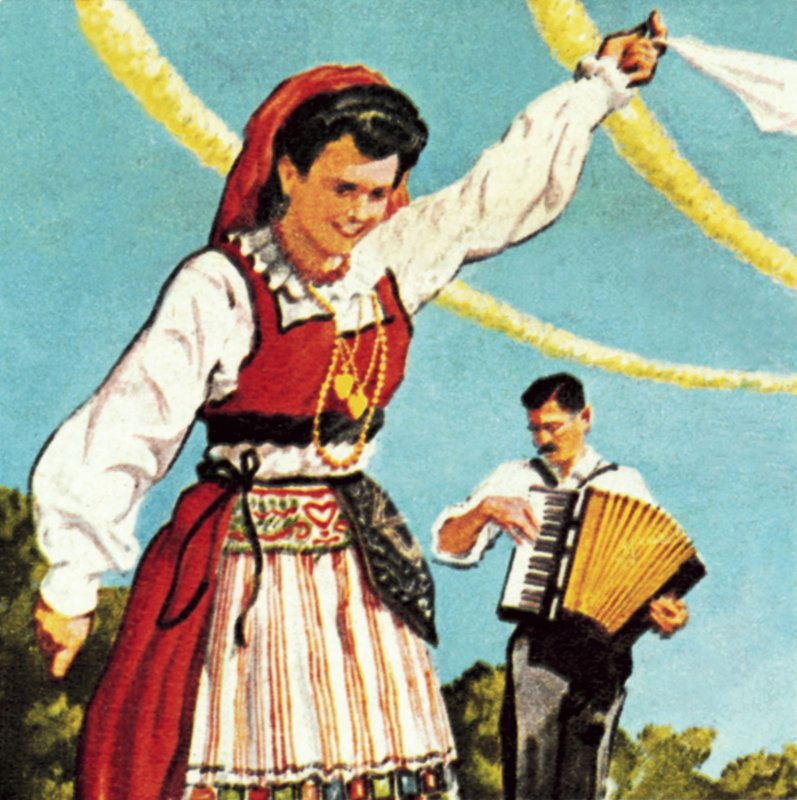 Dziewczyna w stroju narodowym Portugalii autorstwa English School