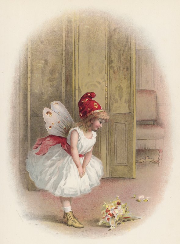Dziewczyna lub wróżka kłaniająca się po występie (chromolitho) autorstwa English School