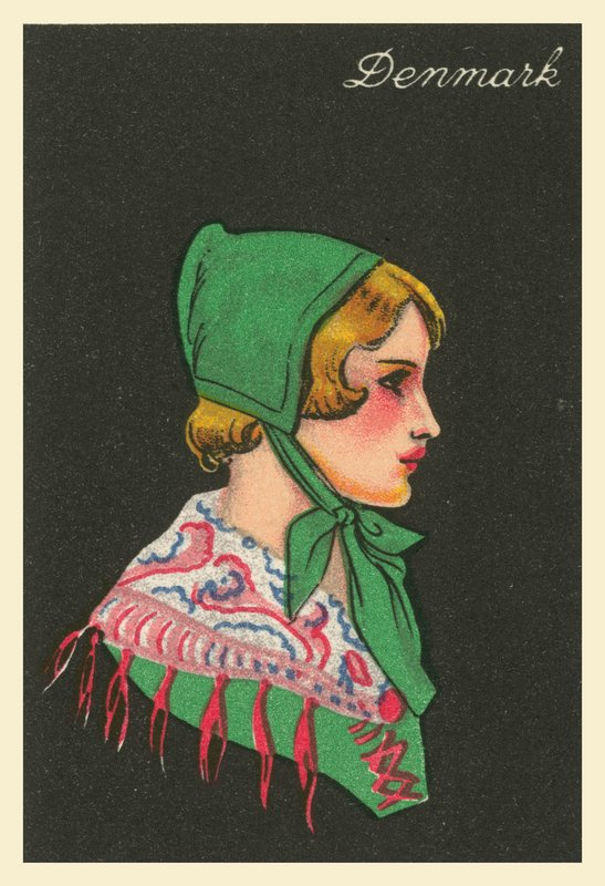 Girls of Many Lands: Dania (kolorowa litografia) autorstwa English School