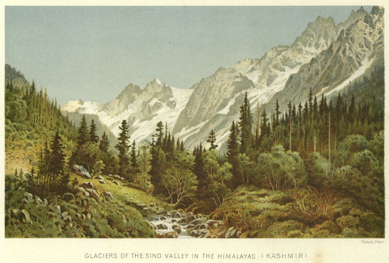Lodowce Sind Valley w Himalajach, Kaszmir autorstwa English School