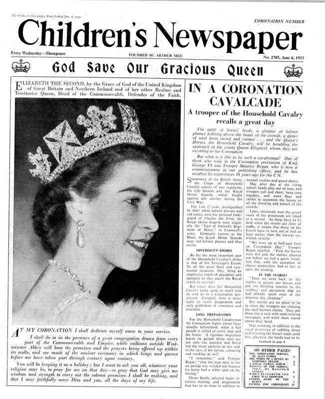 Boże chroń naszą łaskawą królową, pierwsza strona „Gazety Dziecięcej”, 1953 (druk gazetowy) autorstwa English School