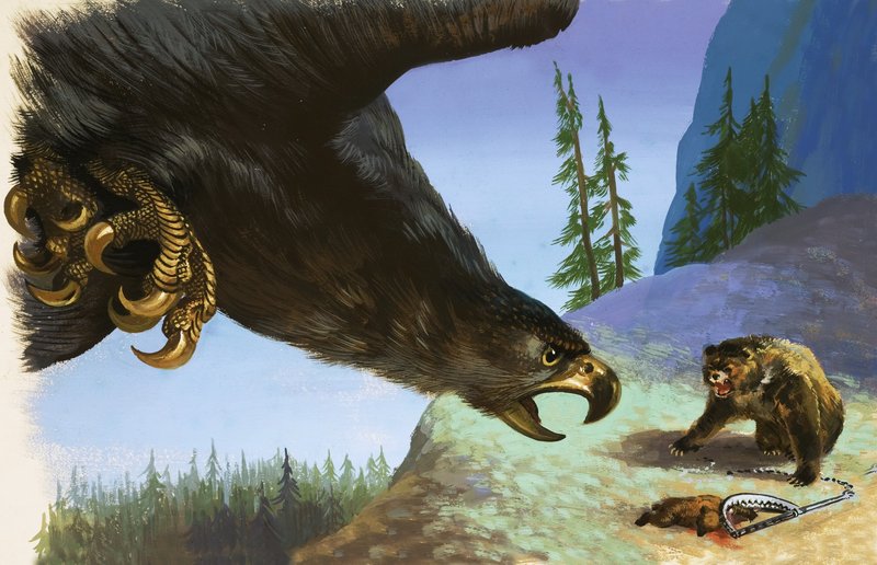 Golden Eagle atakuje niedźwiedzia za zwierzę w pułapce autorstwa English School