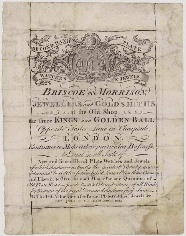 Złotnicy i złotnicy, Briscoe i Morrison, karta handlowa autorstwa English School