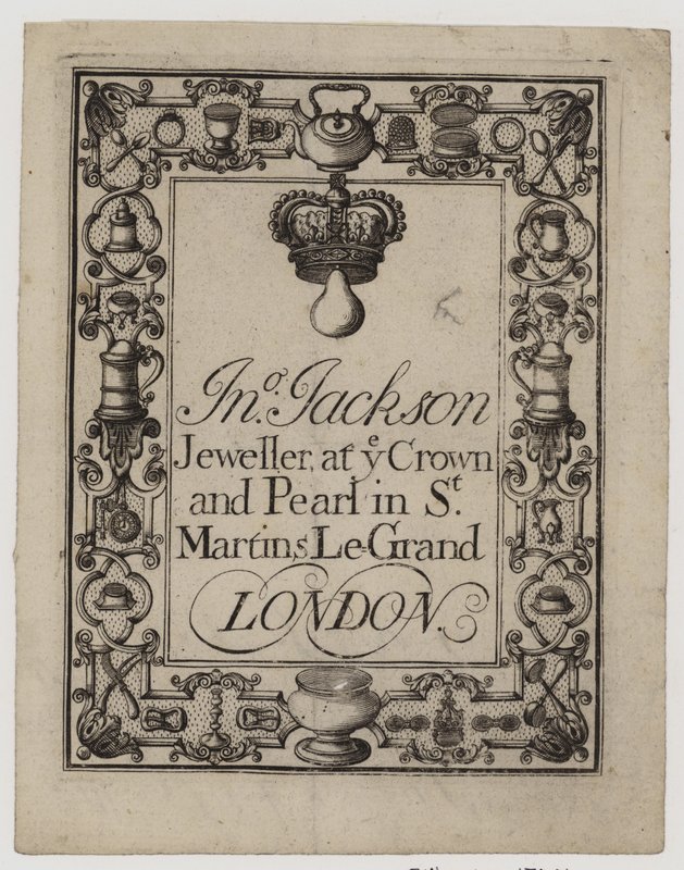Goldsmiths and Silversmiths, w Jackson, karta handlowa autorstwa English School