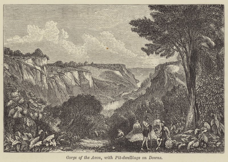 Gorge of the Avon, z Pit-dwellings na Downs (rycina) autorstwa English School