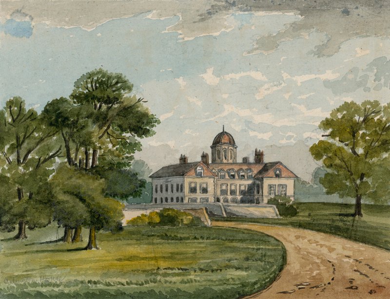 Goring House, później Arlington House, w miejscu Pałacu Buckingham (wc na papierze) autorstwa English School