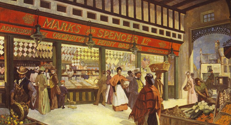 Grainger Market Hall Bazaar Newcastle, nadal istnieje w swojej pierwotnej formie, 1895 autorstwa English School