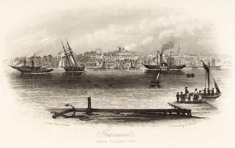 Gravesend z Tilbury Fort autorstwa English School