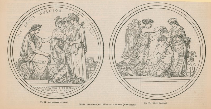 Wielka Wystawa 1851 r. - Medale nagrody (po 100 funtów) autorstwa English School