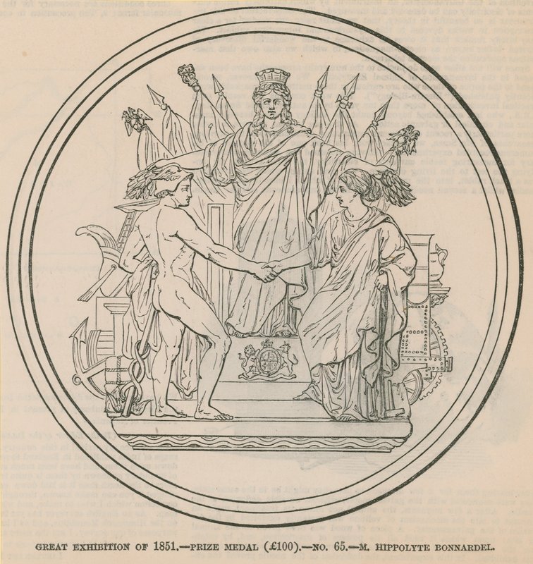 Wielka Wystawa 1851 - medal nagrody (100 £), przyznany M. Hippolyte Bonnardel autorstwa English School