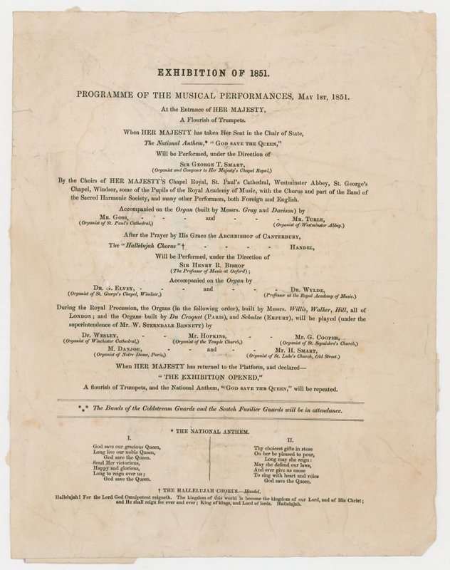 Wielka Wystawa 1851. Program wykonań muzycznych, 1 maja 1851 autorstwa English School