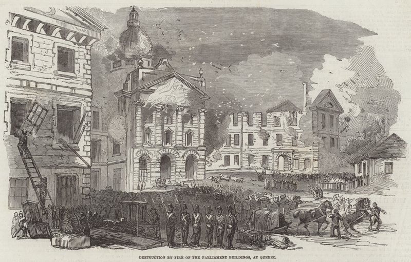 Wielki pożar w Quebecu (grawerowanie) autorstwa English School