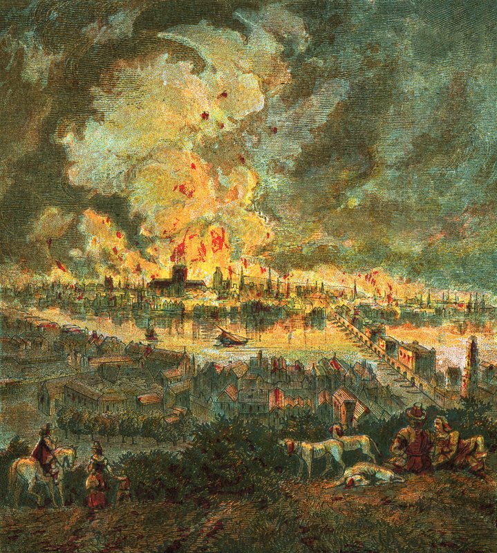 Wielki pożar Londynu (1666) autorstwa English School