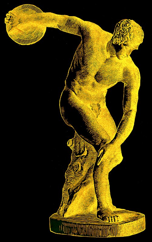 Grecki sportowiec rzucający dyskiem, ilustracja z Cassells Illustrated Universal History autorstwa Edwarda Olliera, 1890 (obraz ulepszony cyfrowo) autorstwa English School