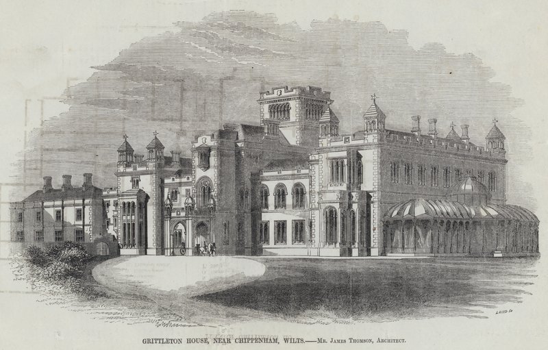 Grittleton House, niedaleko Chippenham, Wilts (grawerowanie) autorstwa English School