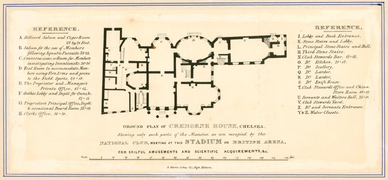 Plan parteru Cremorne House, Londyn autorstwa English School