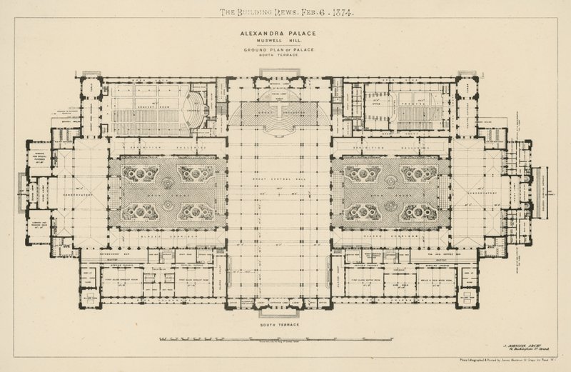 Plan parteru północnego tarasu Pałacu Aleksandry autorstwa English School