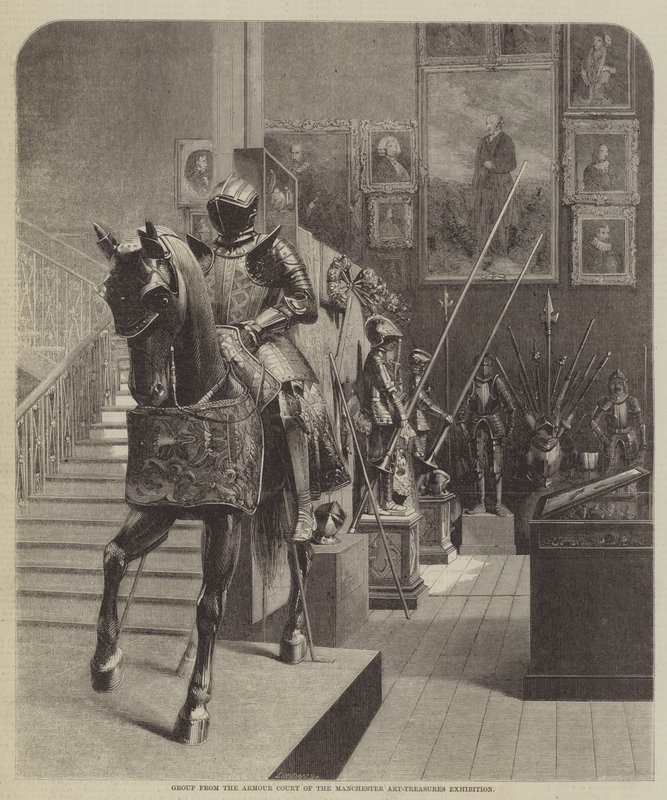 Grupa z Armor Court z Manchester Art-Treasures Exhibition (grafika) autorstwa English School