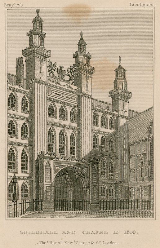 Guildhall and Chapel, Londyn, 1810 autorstwa English School