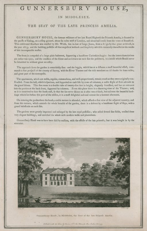 Gunnersbury House, Middlesex, siedziba zmarłej księżnej Amelii autorstwa English School