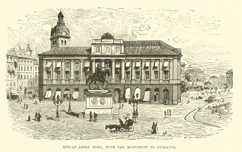 Gustaf Adolf Torg, z pomnikiem Gustavusa autorstwa English School