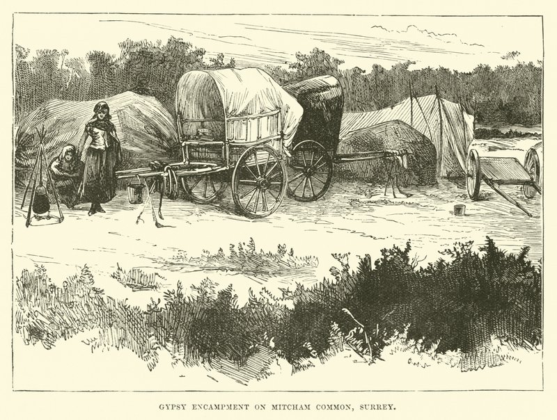 Obóz cygański na Mitcham Common, Surrey autorstwa English School