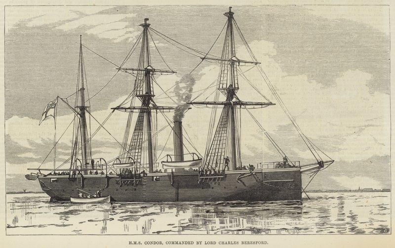 HMS Condor, dowodzony przez Lorda Charlesa Beresforda (rycina) autorstwa English School
